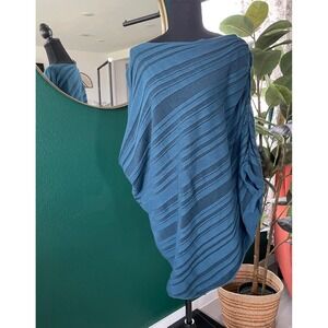 Lane Bryant Dolman Batwing Sleeve Plus Size Poncho Top 18/20 Blue Striped Boho